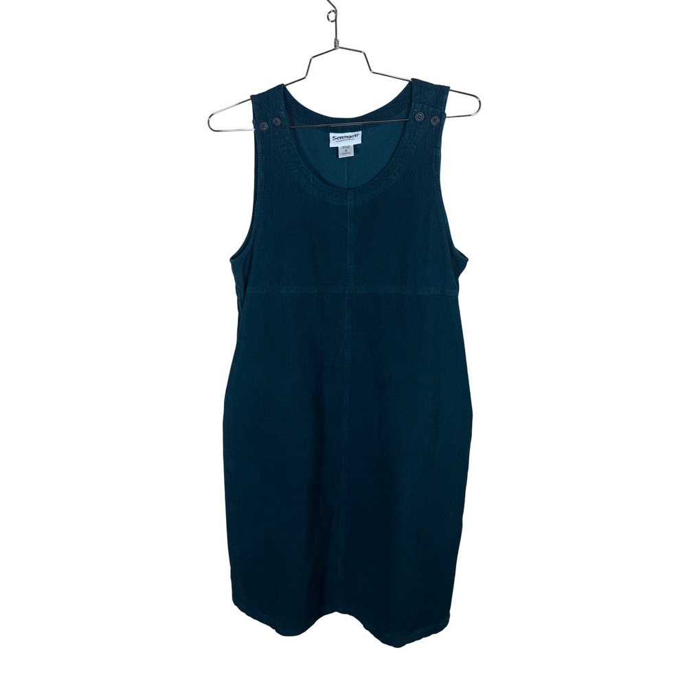 Serengeti Womens Corduroy Jumper Dress Teal Green Cotton Pockets PM